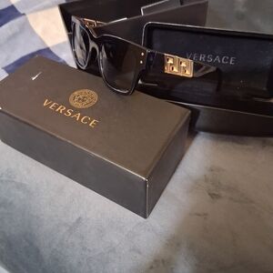 Versace Black Sunglasses with Gold Accents